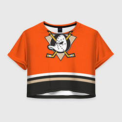 Футболка 3D укороченная женская Anaheim Ducks, цвет: 3D-принт