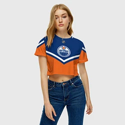 Футболка 3D укороченная женская NHL: Edmonton Oilers, цвет: 3D-принт — фото 2