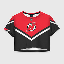 Футболка 3D укороченная женская NHL: New Jersey Devils, цвет: 3D-принт