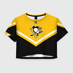 Футболка 3D укороченная женская NHL: Pittsburgh Penguins, цвет: 3D-принт