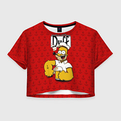 Футболка 3D укороченная женская Duff Beer, цвет: 3D-принт
