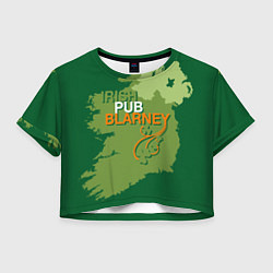 Футболка 3D укороченная женская Irish pub Blarney, цвет: 3D-принт