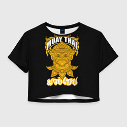 Футболка 3D укороченная женская Muay Thai Fighter, цвет: 3D-принт