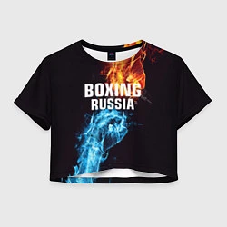 Футболка 3D укороченная женская Boxing Russia, цвет: 3D-принт