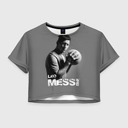 Футболка 3D укороченная женская Leo Messi, цвет: 3D-принт