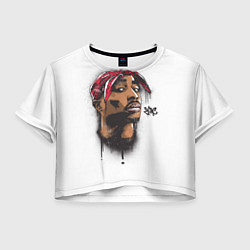 Футболка 3D укороченная женская 2Pac, цвет: 3D-принт