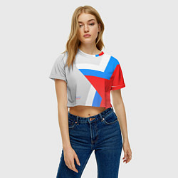 Футболка 3D укороченная женская Звезда России, цвет: 3D-принт — фото 2