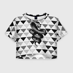 Футболка 3D укороченная женская Snake Geometric, цвет: 3D-принт