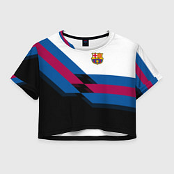 Футболка 3D укороченная женская Barcelona FC: Black style, цвет: 3D-принт