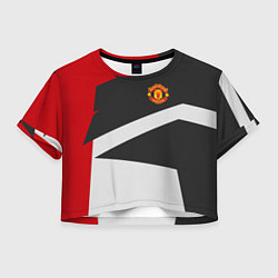 Футболка 3D укороченная женская FC Manchester United: Sport Geometry, цвет: 3D-принт