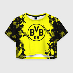 Футболка 3D укороченная женская FC Borussia Dortmund: Yellow & Black, цвет: 3D-принт