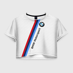 Футболка 3D укороченная женская BMW Motorsport: White Carbon, цвет: 3D-принт