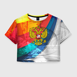 Футболка 3D укороченная женская Russia: Colour Sport, цвет: 3D-принт