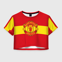 Футболка 3D укороченная женская FC Man United: Red Style, цвет: 3D-принт