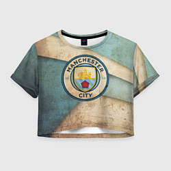 Футболка 3D укороченная женская FC Man City: Old Style, цвет: 3D-принт