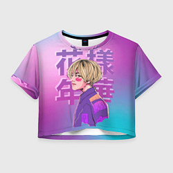 Футболка 3D укороченная женская Taehyung BTS, цвет: 3D-принт