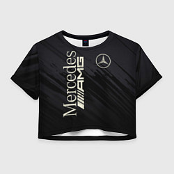 Футболка 3D укороченная женская Mercedes AMG: Black Edition, цвет: 3D-принт