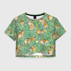 Женский топ Милые зайчата на полянке