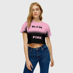 Футболка 3D укороченная женская Blackpink - розово-черный, цвет: 3D-принт — фото 2