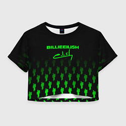 Футболка 3D укороченная женская Billie Eilish: Green & Black Autograph, цвет: 3D-принт