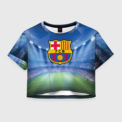 Футболка 3D укороченная женская FC Barcelona, цвет: 3D-принт