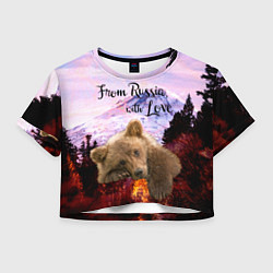 Футболка 3D укороченная женская Из России с любовью, цвет: 3D-принт