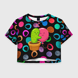 Женский топ Влюбленные кактус и шарик