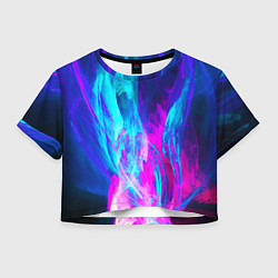 Футболка 3D укороченная женская НЕОНОВЫЕ КРАСКИ, цвет: 3D-принт