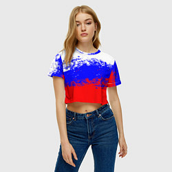 Футболка 3D укороченная женская Россия, цвет: 3D-принт — фото 2