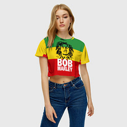 Футболка 3D укороченная женская Bob Marley, цвет: 3D-принт — фото 2