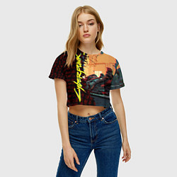 Футболка 3D укороченная женская Киберпанк, цвет: 3D-принт — фото 2