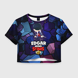 Футболка 3D укороченная женская BRAWL STARS EDGAR, цвет: 3D-принт