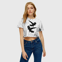 Футболка 3D укороченная женская Gothic crows, цвет: 3D-принт — фото 2