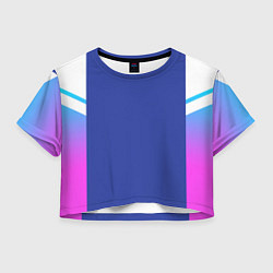 Футболка 3D укороченная женская NEON GRADIENT FITNESS UNIFORM, цвет: 3D-принт