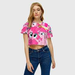 Футболка 3D укороченная женская Pinkie Pie pattern, цвет: 3D-принт — фото 2