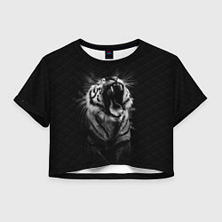 Футболка 3D укороченная женская Тигр рычит Tiger realistic, цвет: 3D-принт