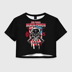 Футболка 3D укороченная женская 5FDP Five Finger Death Punch, цвет: 3D-принт