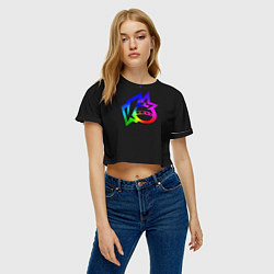 Футболка 3D укороченная женская Knockout city Rainbow logo, цвет: 3D-принт — фото 2
