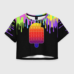 Футболка 3D укороченная женская ICE CREAM POP-IT, цвет: 3D-принт