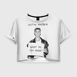 Футболка 3D укороченная женская JUSTIN BIEBER, цвет: 3D-принт