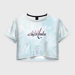 Футболка 3D укороченная женская Washington Capitals Ovi8 Ice theme, цвет: 3D-принт