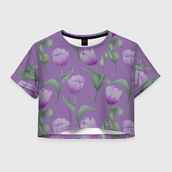 Женский топ Фиолетовые тюльпаны с зелеными листьями