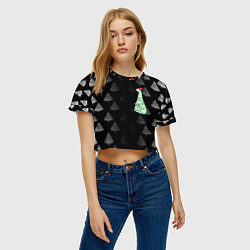 Футболка 3D укороченная женская ДИНОЗАВРИК В СТИЛЕ НОВОГО ГОДА, цвет: 3D-принт — фото 2