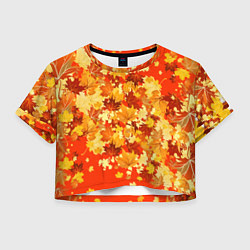 Футболка 3D укороченная женская Кленовый листопад, цвет: 3D-принт