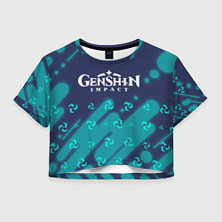 Футболка 3D укороченная женская GENSHIN IMPACT - ЭЛЕКТРО Абстракция, цвет: 3D-принт
