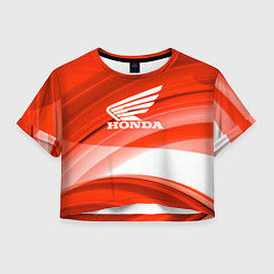 Футболка 3D укороченная женская Honda logo auto, цвет: 3D-принт