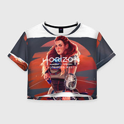 Футболка 3D укороченная женская Aloy Horizon, цвет: 3D-принт