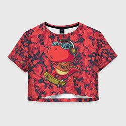 Женский топ Веселый динозавр на скейте