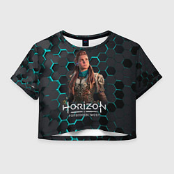 Футболка 3D укороченная женская Horizon 3d соты, цвет: 3D-принт