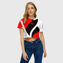 Футболка 3D укороченная женская TELSA MOTORS RED, цвет: 3D-принт — фото 2
